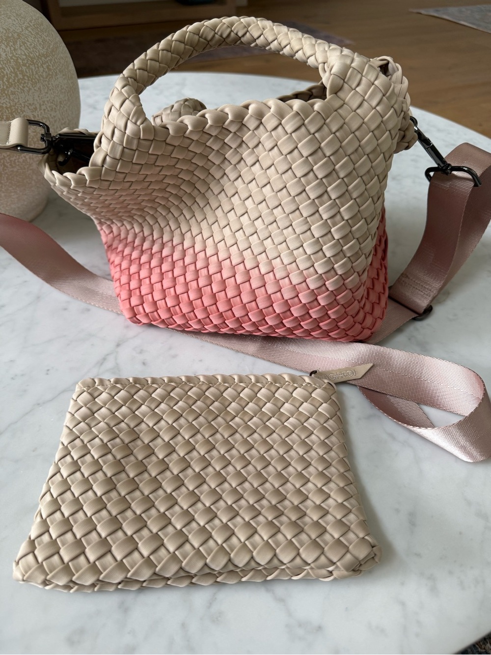 NAGHEDI St Barths Small Pink Sand Ombre Tote Set